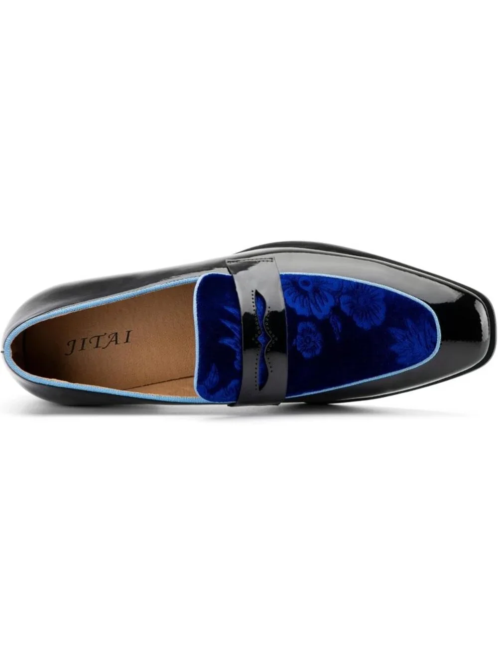 🆕Men's Blue Rubber Velvet Loafers Pull-On Dress Shoes Tuxedo Suit Shoes